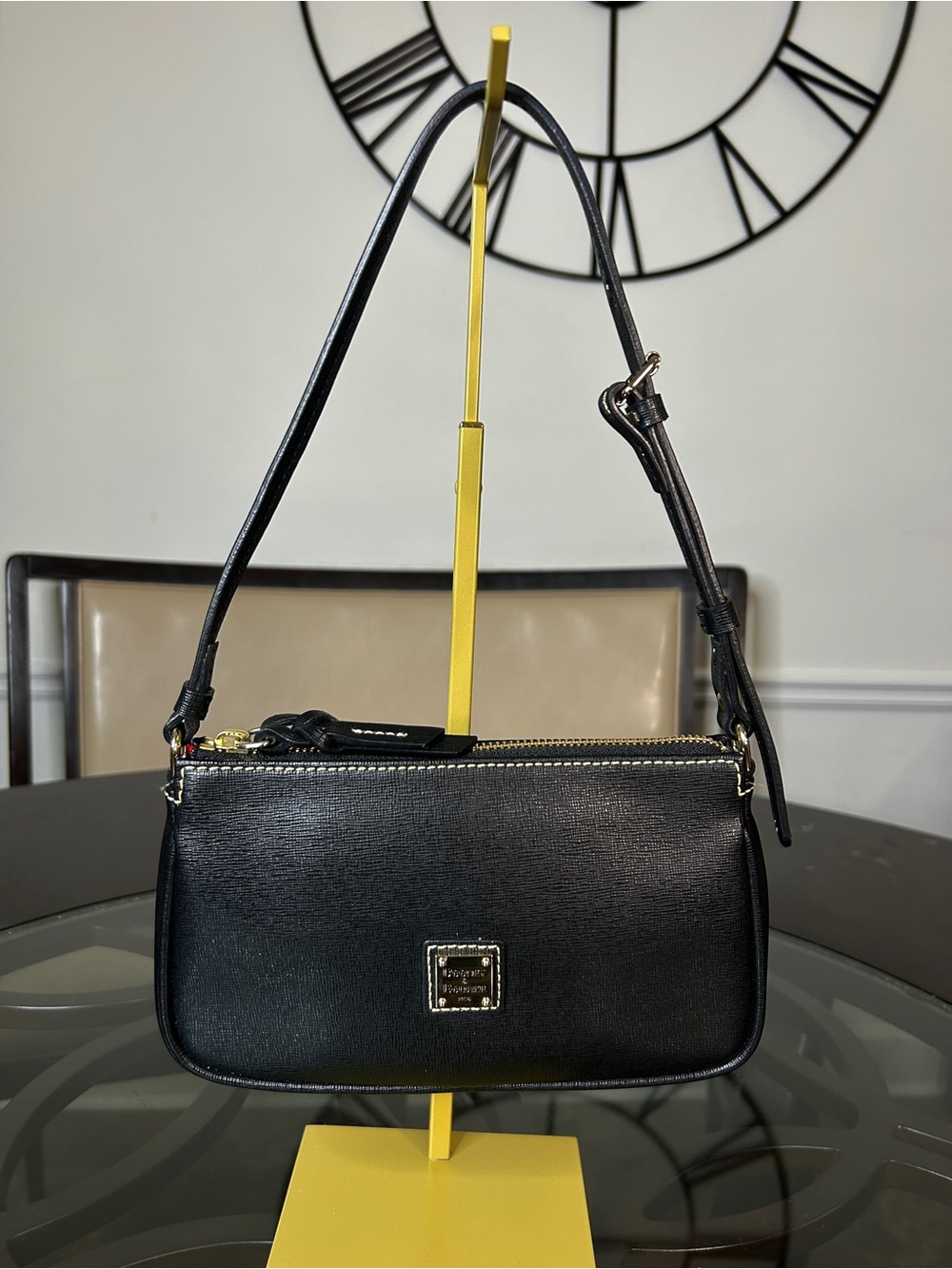 Dooney & Bourke Black Saffiano Leather Pochette Shoulder Bag